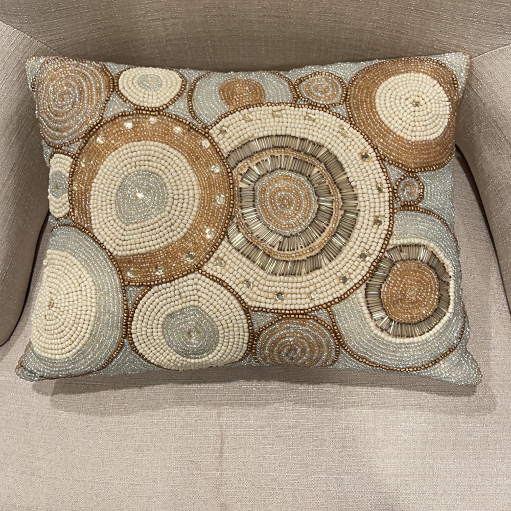 Pier 1 beaded pillows! Cream and Gold !